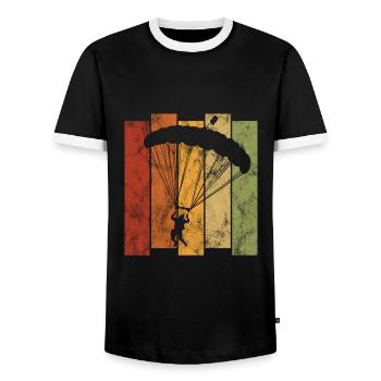 Skydiving parachute skydiver - Men's Ringer Shirt - black/white - Front - AI Model Female 172 light (172cm) & AI Model Male 178 light (178cm)