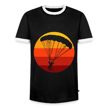 Skydiving skydiver parachute - Men's Ringer Shirt - black/white - Front - AI Model Female 172 light (172cm) & AI Model Male 178 light (178cm)