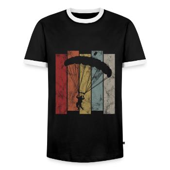 Skydiver parachute skydiving - Men's Ringer Shirt - black/white - Front - AI Model Female 172 light (172cm) & AI Model Male 178 light (178cm)