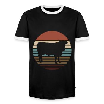 Rind Landwirtschaft Kuh Kühe Retro Landwirt Bauer - Männer Kontrast-T-Shirt - Schwarz/Weiß - Vorne - AI Model Female 172 light (172cm) & AI Model Male 178 light (178cm)