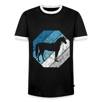 Pferd Reiter Reitsport Pony Reiten Pferde Retro - Männer Kontrast-T-Shirt - Schwarz/Weiß - Vorne - AI Model Female 172 light (172cm) & AI Model Male 178 light (178cm)