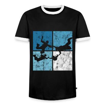 Parachute parachutiste - T-shirt contrasté Homme - noir/blanc - Devant - AI Model Female 172 light (172cm) & AI Model Male 178 light (178cm)