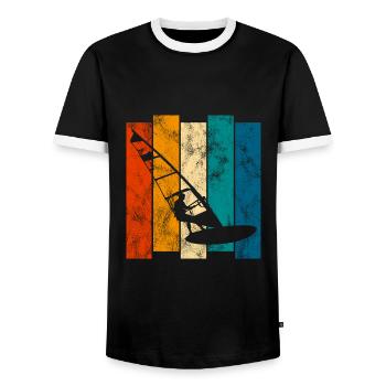 Windsurfen Windsurfer Retro Windsurfing Surfen - Männer Kontrast-T-Shirt - Schwarz/Weiß - Vorne - AI Model Female 172 light (172cm) & AI Model Male 178 light (178cm)