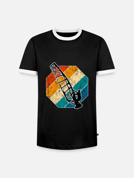 Windsurfing Retro Surfing Windsurfer Windsurfing - Men's Ringer Shirt - black/white