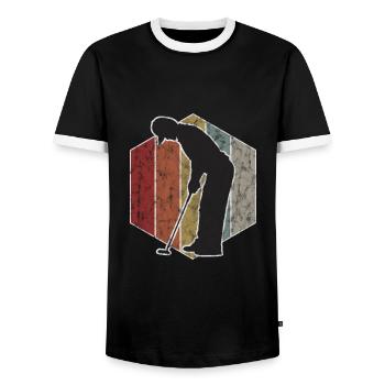 Golf Retro Golfschläger Golfen Golfspieler Golfer - Männer Kontrast-T-Shirt - Schwarz/Weiß - Vorne - AI Model Female 172 light (172cm) & AI Model Male 178 light (178cm)