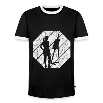 Artiste peinture rétro peintre artiste art - T-shirt contrasté Homme - noir/blanc - Devant - AI Model Female 172 light (172cm) & AI Model Male 178 light (178cm)