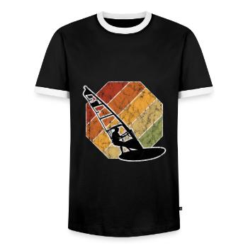 Windsurfer Retro Windsurfing Windsurfen Surfen - Männer Kontrast-T-Shirt - Schwarz/Weiß - Vorne - AI Model Female 172 light (172cm) & AI Model Male 178 light (178cm)