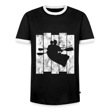 Paddel Retro Kanu Rudern Kayak Paddeln Kajak Boot - Männer Kontrast-T-Shirt - Schwarz/Weiß - Vorne - AI Model Female 172 light (172cm) & AI Model Male 178 light (178cm)