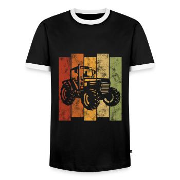 Bauer Bauernhof Retro Traktor Trecker Traktoren - Männer Kontrast-T-Shirt - Schwarz/Weiß - Vorne - AI Model Female 172 light (172cm) & AI Model Male 178 light (178cm)