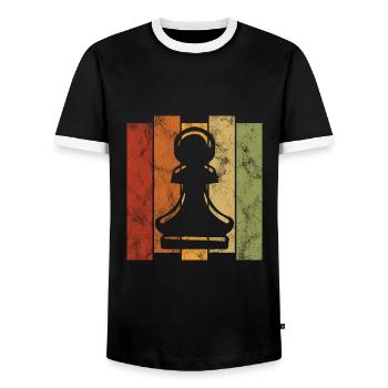 Échecs rétro échecs d’échecs - T-shirt contrasté Homme - noir/blanc - Devant - AI Model Female 172 light (172cm) & AI Model Male 178 light (178cm)