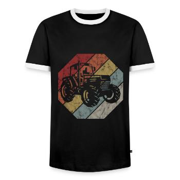 Bauer Traktor Retro Trecker Bauernhof Traktoren - Männer Kontrast-T-Shirt - Schwarz/Weiß - Vorne - AI Model Female 172 light (172cm) & AI Model Male 178 light (178cm)