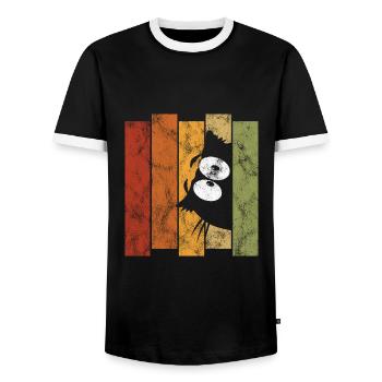Chats chat rétro chat miau chat - T-shirt contrasté Homme - noir/blanc - Devant - AI Model Female 172 light (172cm) & AI Model Male 178 light (178cm)
