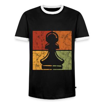 Checkmate Retro Chess Piece Chess Player Chess Player Chess - Men's Ringer Shirt - black/white - Front - AI Model Female 172 light (172cm) & AI Model Male 178 light (178cm)