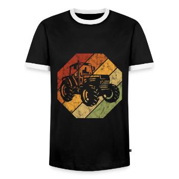 Tractor Farm Farmer Tractors Retro Tractor - Men's Ringer Shirt - black/white - Front - AI Model Female 172 light (172cm) & AI Model Male 178 light (178cm)