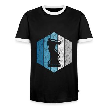 Échecs schachmatt rétro échecs échecs - T-shirt contrasté Homme - noir/blanc - Devant - AI Model Female 172 light (172cm) & AI Model Male 178 light (178cm)