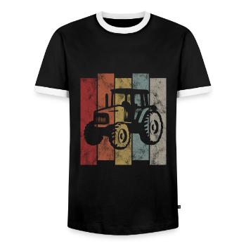 Tractors Tractor Farmer Retro Tractor Farm - Men's Ringer Shirt - black/white - Front - AI Model Female 172 light (172cm) & AI Model Male 178 light (178cm)