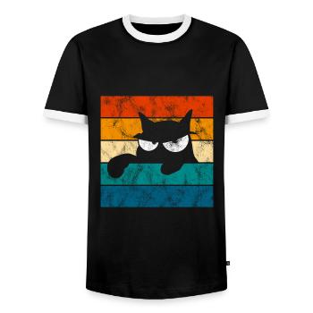 Chat Chat Miau Chat Rétro Chats - T-shirt contrasté Homme - noir/blanc - Devant - AI Model Female 172 light (172cm) & AI Model Male 178 light (178cm)