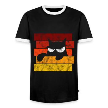 Chat Chat Miau Chat Rétro Chats - T-shirt contrasté Homme - noir/blanc - Devant - AI Model Female 172 light (172cm) & AI Model Male 178 light (178cm)