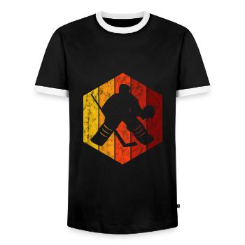 Patins ice hockey rétro patins patins glace patins - T-shirt contrasté Homme - noir/blanc - Devant - AI Model Female 172 light (172cm) & AI Model Male 178 light (178cm)