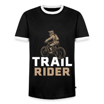 Trail Rider Mountainbike MTB Downhill - Männer Kontrast-T-Shirt - Schwarz/Weiß - Vorne - AI Model Female 172 light (172cm) & AI Model Male 178 light (178cm)