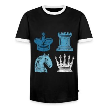 Joueur d’échecs rétro d’échecs Checkmate Pièce d’échecs - T-shirt contrasté Homme - noir/blanc - Devant - AI Model Female 172 light (172cm) & AI Model Male 178 light (178cm)