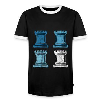 Retro Schach Schachspieler Schachmatt Schachfigur - Männer Kontrast-T-Shirt - Schwarz/Weiß - Vorne - AI Model Female 172 light (172cm) & AI Model Male 178 light (178cm)