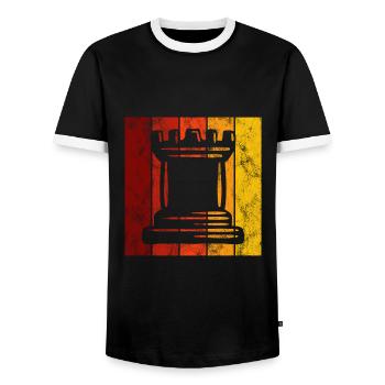 Joueur d’échecs rétro Checkmate Pièce d’échecs - T-shirt contrasté Homme - noir/blanc - Devant - AI Model Female 172 light (172cm) & AI Model Male 178 light (178cm)