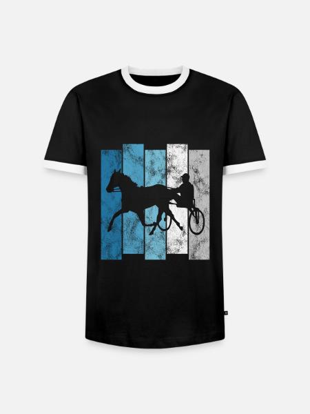 Drafend Paard Paarden Draf Rennen Paardenrennen - Mannen contrastshirt - zwart/wit