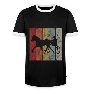 Chevaux de trot Trabrennsport Courses de chevaux - T-shirt contrasté Homme - noir/blanc - Devant - AI Model Female 172 light (172cm) & AI Model Male 178 light (178cm)
