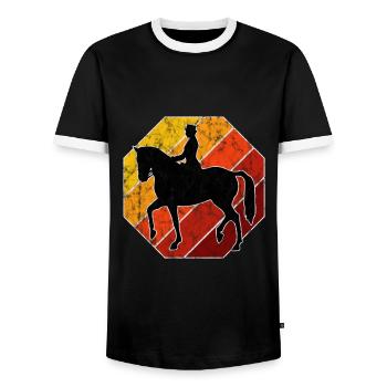 Dressage Équitation Cavaliers de dressage Équitation Équitation - T-shirt contrasté Homme - noir/blanc - Devant - AI Model Female 172 light (172cm) & AI Model Male 178 light (178cm)