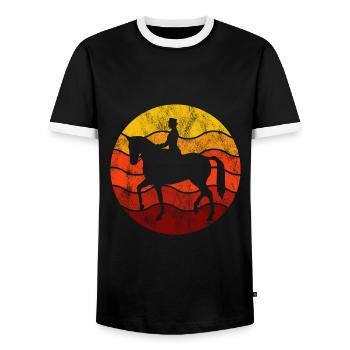 Dressage Équitation Cavaliers de dressage Équitation Équitation - T-shirt contrasté Homme - noir/blanc - Devant - AI Model Female 172 light (172cm) & AI Model Male 178 light (178cm)