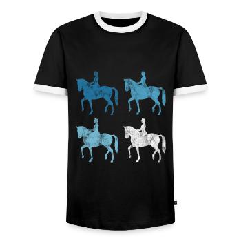 Dressage Équitation Cavaliers de dressage Équitation Équitation - T-shirt contrasté Homme - noir/blanc - Devant - AI Model Female 172 light (172cm) & AI Model Male 178 light (178cm)