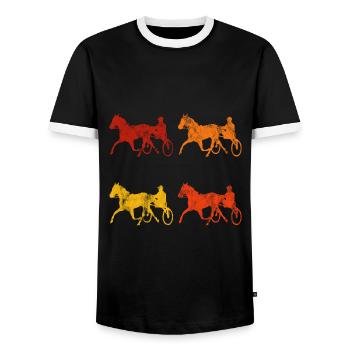 Chevaux de trot Trabrennsport Courses de chevaux - T-shirt contrasté Homme - noir/blanc - Devant - AI Model Female 172 light (172cm) & AI Model Male 178 light (178cm)