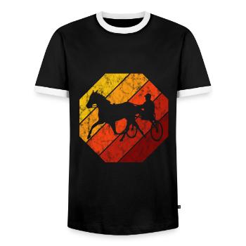 Chevaux de trot Trabrennsport Courses de chevaux - T-shirt contrasté Homme - noir/blanc - Devant - AI Model Female 172 light (172cm) & AI Model Male 178 light (178cm)