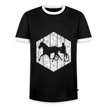 Chevaux de trot Trabrennsport Courses de chevaux - T-shirt contrasté Homme - noir/blanc - Devant - AI Model Female 172 light (172cm) & AI Model Male 178 light (178cm)