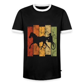 Trabrennen Pferd Pferde Trabrennsport Pferderennen - Männer Kontrast-T-Shirt - Schwarz/Weiß - Vorne - AI Model Female 172 light (172cm) & AI Model Male 178 light (178cm)