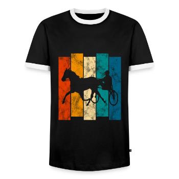 Trotteur trotter dans un style rétro ou vintage - T-shirt contrasté Homme - noir/blanc - Devant - AI Model Female 172 light (172cm) & AI Model Male 178 light (178cm)