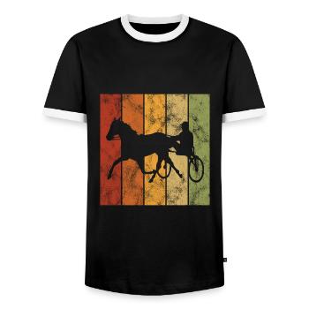 Trotter trotting in retro or vintage style - Men's Ringer Shirt - black/white - Front - AI Model Female 172 light (172cm) & AI Model Male 178 light (178cm)