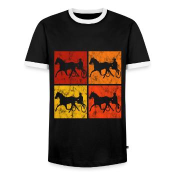 Trotter trotting races in retro or vintage style - Men's Ringer Shirt - black/white - Front - AI Model Female 172 light (172cm) & AI Model Male 178 light (178cm)