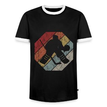 Hockey sur glace de style rétro ou vintage pour les enfants - T-shirt contrasté Homme - noir/blanc - Devant - AI Model Female 172 light (172cm) & AI Model Male 178 light (178cm)