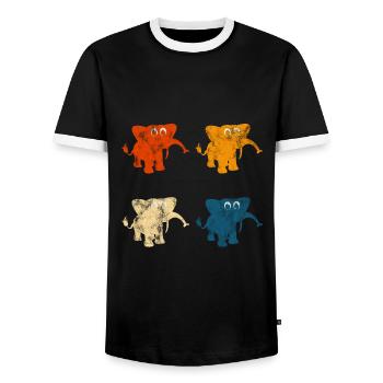 Eléphant éléphant pour enfants - T-shirt contrasté Homme - noir/blanc - Devant - AI Model Female 172 light (172cm) & AI Model Male 178 light (178cm)
