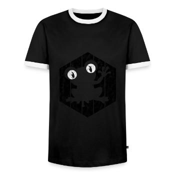 Frog Frogs Gift for Kids Funny Funny - Men's Ringer Shirt - black/white - Front - AI Model Female 172 light (172cm) & AI Model Male 178 light (178cm)