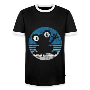 Frosch Frösche Geschenk für Kinder Lustig Witzig - Männer Kontrast-T-Shirt - Schwarz/Weiß - Vorne - AI Model Female 172 light (172cm) & AI Model Male 178 light (178cm)