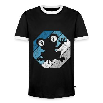 Frog Frogs Gift for Kids Funny Funny - Men's Ringer Shirt - black/white - Front - AI Model Female 172 light (172cm) & AI Model Male 178 light (178cm)