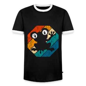 Frosch Frösche Geschenk für Kinder Lustig Witzig - Männer Kontrast-T-Shirt - Schwarz/Weiß - Vorne - AI Model Female 172 light (172cm) & AI Model Male 178 light (178cm)