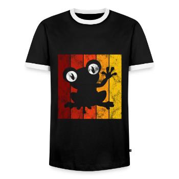 Frosch Frösche Geschenk für Kinder Lustig Witzig - Männer Kontrast-T-Shirt - Schwarz/Weiß - Vorne - AI Model Female 172 light (172cm) & AI Model Male 178 light (178cm)