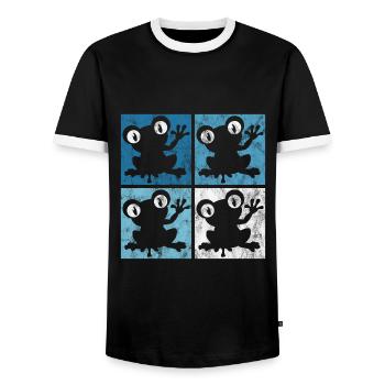Frog Frogs Gift for Kids Funny Funny - Men's Ringer Shirt - black/white - Front - AI Model Female 172 light (172cm) & AI Model Male 178 light (178cm)