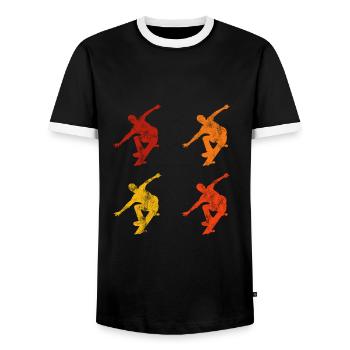Skateboarder Skateboard Skater Skate Skateing - T-shirt contrasté Homme - noir/blanc - Devant - AI Model Female 172 light (172cm) & AI Model Male 178 light (178cm)