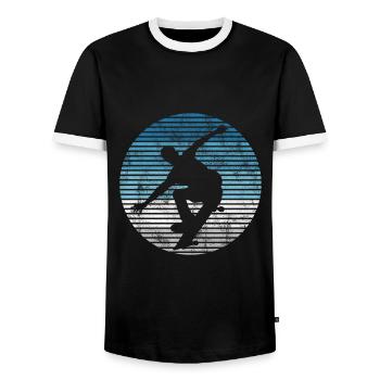 Skateboarder Skateboard Skater Skate Skateing - T-shirt contrasté Homme - noir/blanc - Devant - AI Model Female 172 light (172cm) & AI Model Male 178 light (178cm)