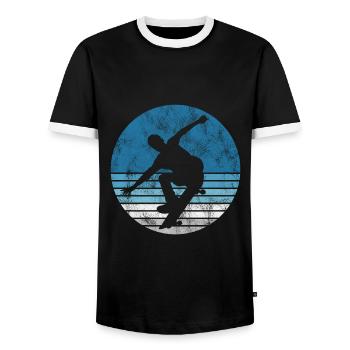 Skateboarder Skateboard Skater Skate Skateing - T-shirt contrasté Homme - noir/blanc - Devant - AI Model Female 172 light (172cm) & AI Model Male 178 light (178cm)